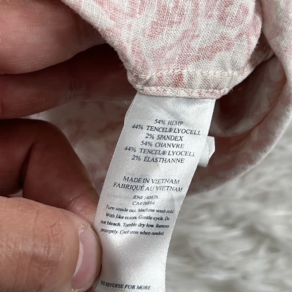 Faherty Shirt Mens Small Coral Short Sleeve Button Down Hemp Tencel Floral Camp - Picture 8 of 9